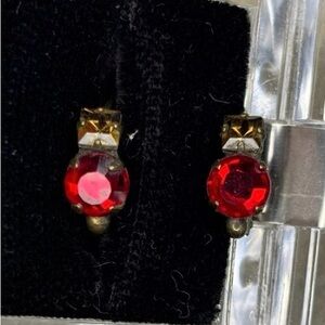Beautiful Sorrelli Vintage Red Swarovski Crystal Drop Earrings